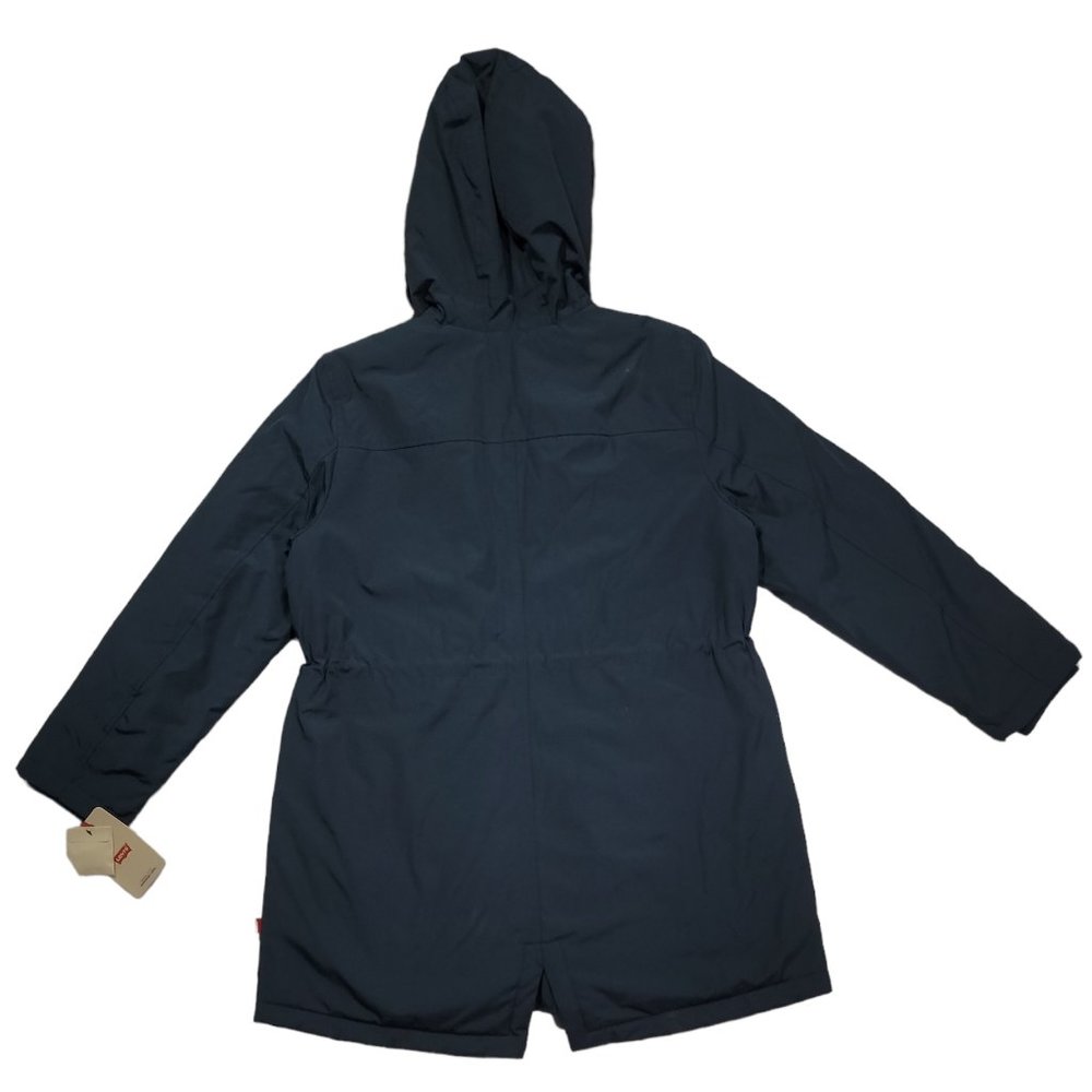 Levis Womens Faux Fur Lined Hooded Parka Jacket Navy Sz XL - Picture 9 of 10